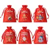 Nueva bolsa de satén con cordón navideña transfronteriza, bolsa colorida de caramelos para niños para regalos de fiesta de Navidad