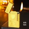 Rueda de desbaste lateral deslizante de acero Langsheng Encendedor de llama abierta oblicua inflable Patrón de doble cara Encendedor de regalo