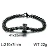 Pulsera de Cadena Cubana con Placa Cruzada Curva Patrón de Giro Personalizado en Forma de 8 Hip Hop Moderna Versátil Acero Inoxidable para Hombre