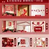 Set de Decoración de Ambiente para Habitación de Boda, Set Completo de Decoraciones de Guirnaldas, Carácter de Doble Felicidad para Bodas, Pared de Fondo del Cabecero del Dormitorio de la Novia
