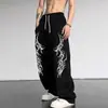 Transfronteiriço 2026 Verão Novo Y2K Estampa Gótica Escura Solta Modeladora Unissex Cordão Calça Esportiva Calça Jogger de Perna Larga
