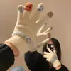 Luvas de Tricô, Estilo Coreano Fofo para Outono e Inverno, Luvas Peludas com Dedos para Tela Sensível ao Toque para Manter Aquecido e à Prova de Frio, Aumentadas para Ciclismo