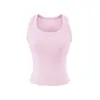 Camisola sin mangas de cuello cuadrado estilo americano picante para mujer, nuevo diseño de verano ajustado que disimula los bultos laterales, top base de longitud corta