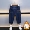 Pantalones de Invierno de Mezclilla con Forro Polar para Niño, Pantalones Casuales Cálidos y Gruesos Elegantes para Niños, Pantalones Largos de Moda para Niños Pequeños y Niños Jóvenes