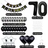 Set de Globos Número 10 Negro y Plateado Más Vendido Transfronterizo para Fiesta de 10º Cumpleaños de Niños Suministros de Decoración con Globos de Lentejuelas