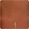 Collar de Cobre con 26 Letras Transfronterizo de Amazon para Mujer, Cadena para Clavícula con Colgante Personalizado en Capas de Alta Gama, Joyería Versátil y Elegante