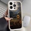 Capa de Celular com Tema de Girassol Adequada para Apple 15 Pro Max, iPhone 16 Pro, Premium 14 Pro, Criativa 17 Nova