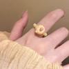 Anillo de Gato Pan de Dibujos Animados con Garra y Perla para Mujer Diseño Único de Nicho Anillo Abierto para Dedo Índice Anillo Dulce Versátil
