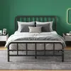Cama de Hierro Moderna, Sencilla y Económica, Cama Individual de 1.35m para Dormitorio, Apartamento de Alquiler, Uso Doméstico, Cama con Estructura de Hierro