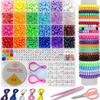 Kit para hacer pulseras de cuentas de poni de 1100 piezas con cuentas decorativas y suministros para manualidades de joyería.
