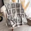 Bufanda de cachemira sintética para otoño e invierno para mujer, con patrón H, moderna y elegante, diseño jacquard engrosado, bufanda cálida, chal para habitación con aire acondicionado, calentador de cuello