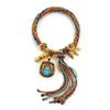 Cuerda de Mano Tibetana Thangka Cuerda de Algodón Enrollada a Mano Pulsera Trenzada Ojo del Dios de la Riqueza de Cinco Vías Zakiram Tara Verde Perla Thangka