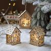 Decorações de Natal Personalizadas para Venda por Atacado Displays de Loja Enfeites Pendurados Cabanas de Madeira Iluminadas Casas de Madeira Madeira Maciça