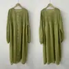 Nuevo Vestido de Ramio de Cuello Redondo para Mujer Verano 2026, Falda Larga Media Holgada, Vestido Versátil de Botones, Vestido Dulce Estilo Bosque