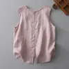 Chaleco sin mangas de algodón y lino de talla grande, corte holgado, casual, artístico, retro, de moda, para primavera y verano, transfronterizo del Sudeste Asiático