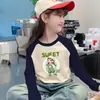 Linda Camiseta de Felpa Cálida Estilo Coreano para Niñas Otoño Invierno Moda Dulce Elegante Bloque de Color Manga Larga Cuello Redondo Tendencia