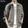 Camisa de pana vintage estilo japonés de textura fina para hombre, chaqueta casual de trabajo nueva otoño 2026, talla grande