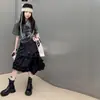 Conjunto de Verano para Niñas 2026 Nuevo Conjunto de Moda de Manga Corta para Niños, Falda Irregular Grande para Niños con Solapa Trasera, Conjunto de Dos Piezas Moderno