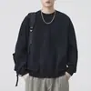 Moletom Patchwork Simples para Homens, Manga Longa, Estilo Primavera e Outono, Nova Marca Tendência 2026, Corte Solto, Tamanho Grande, Casual, High-End, Roupa com Gola Redonda