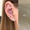 Brincos de Aço Titânio Cruzados para Orelhas Furadas, High-End, Cool e Bonitos, Unhas de Osso de Orelha Únicas de Zircônia para Mulheres, Brincos de Concha Auricular, Brincos Pequenos