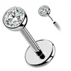 Tachuela de Pin con Forma de Tazón de Aleación de Titanio G23 Zhenping con Zircón Blanco 5A Incrustado para Nariz, Labio, Hélice de la Oreja, Barra para Piercing, Tachuela Coclear