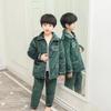 Pijamas de franela para niños de otoño e invierno, de terciopelo de cristal grueso, con relleno de algodón, para el hogar.