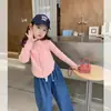 AINI Meninas Doce Virtude Lã Listrada Base Camiseta Primavera e Outono Infantil Infantil Manga Longa Camiseta Bebê Top