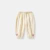 Calças Anti-Mosquito de Gaze de Algodão Infantil, Estampadas com Flores e Morangos, Calças de Algodão Florais para Ar Condicionado, Leggings de Verão, Calças Macias para Meninas