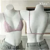Sujetador de Encaje Transparente de Verano para Mujer, Triángulo Francés, Espalda Bonita, Cierre Frontal, Pecho Pequeño
