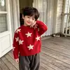 Suéter de punto con estampado de estrellas para niños, estilo otoño/invierno, top de punto holgado para bebés niñas, camiseta interior de forro polar engrosada estilo coreano para bebés niños