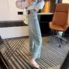 Tendência da Moda Calça Jeans Reta Calça Feminina Primavera e Verão Novo 2024 menina gordinha plus size Slim Cropped Calça de Perna Larga