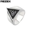 R0726-NK01 joias de comércio exterior atacado personalidade retro triângulo Olho Maçônico anel masculino de aço titânio