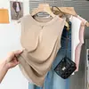 Nuevo Chaleco de Punto Minimalista de Verano Costillado Simple Ajustado Ropa de Abrigo Capa Interior Camiseta Base Top