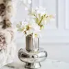 Vaso de Cerámica Plateado de Lujo Ligero, Recipiente Hidropónico Plateado Galvanizado de Cuerpo Ancho para Flores, Adorno Decorativo Suave para Arreglo Floral en Sala de Estar, Entrada, Mesa de Comedor
