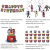 Set de fiesta de cumpleaños temático de Spidey Spider-Man con pancarta, globos, decoraciones en espiral, adornos para pastel y arreglos de cumpleaños