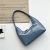Bolso Pequeño Estilo Francés Verano Transfronterizo Cremallera PU Bolso de Hombro para Debajo del Brazo para Mujer Nicho Simple Moda Bolso de Mano de Media Luna