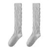 Calcetines holgados para mujer para primavera y otoño, calcetines blancos hasta la pantorrilla para combinar con botas, calcetines sin costuras de algodón puro, calcetines largos de color liso, cubrecalcetines al por mayor