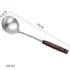 Espátula de Acero Inoxidable 304 con Mango de Madera Set de Utensilios de Cocina para el Hogar Espátula para Saltear con Mango de Madera Cucharón para Sopa Cuchara Ranurada Utensilios de Cocina para Cocinar