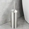 Cepillo de inodoro de acero inoxidable transfronterizo con base, cepillo de inodoro de montaje en pared para baño, juego de cepillo de inodoro sin ángulo muerto