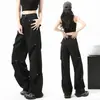 Pantalones de Trabajo de Alta Gama con Remaches Negros para Mujer, Primavera 2026, de Tiro Alto, Corte Holgado, Pierna Recta Adelgazante con Efecto de Caída, Pantalones de Pierna Ancha