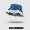Nuevo sombrero de pescador de mezclilla con borde deshilachado bordado de gatito KT estilo japonés para mujer, versión coreana primavera/verano, sombrero de sol de ala ancha, moderno