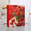 Bolsa de Presente Rosa Vermelha, Embalagem de Presente Romântica para o Dia dos Namorados, Bolsa de Papel Carteiro, Bolsa de Presente para o Dia dos Namorados Chinês para Namorada
