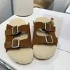 Pantuflas de lana de cordero estilo europeo para otoño 2026 para mujer, versátiles de suela plana para interiores y exteriores, pantuflas peludas de mujer para estar en casa