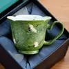 Juego de Tazas de Café Cerámicas Pequeñas con Forma de Mandarina Verde Hechas en Fábrica, Exquisito Juego de Tazas de Cerámica para Latte, Taza para el Té de la Tarde, Taza Individual