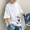Camiseta de Manga Curta para Meninos Moda Verão Tendência Top de Algodão Estiloso de Meia Manga para Meninos