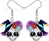 Pendientes Hermosos de Cabeza de Calavera de Azúcar de Halloween Decoración de Cabeza de Calavera Acrílica Regalos para Mujeres y Niñas