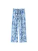 Pantalones largos sueltos marca Z de AliExpress con estampado de rayas, ropa de mujer, moda de venta caliente transfronteriza europea y americana, pantalones casuales cómodos azules INS