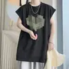 Camiseta sin mangas de longitud media que cubre los glúteos, Chaleco blanco para mujer, Diseño versátil de prenda exterior holgada para verano, Ropa estilo americano