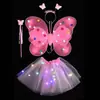 Asas de Borboleta Brilhantes de Menina Crianças Adereços Maravilhosos de Fada Fantasia de Performance Fada das Flores Fada Princesa Varinha Mágica
