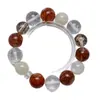 [Flor de Corazón de Azúcar] Pulsera de Cristal Blanco Natural para Mujer La Más Fácil de Combinar Flor Roja de Pegamento Blanco Luna Blanca Pulsera de Moda Venta al por Mayor